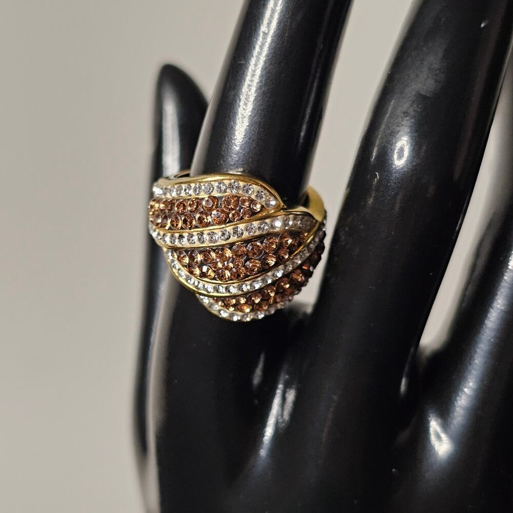 Moda Al Massimo 18k Yellow Gold Over Bronze 3.00ctw Cognac White Swar Crystal